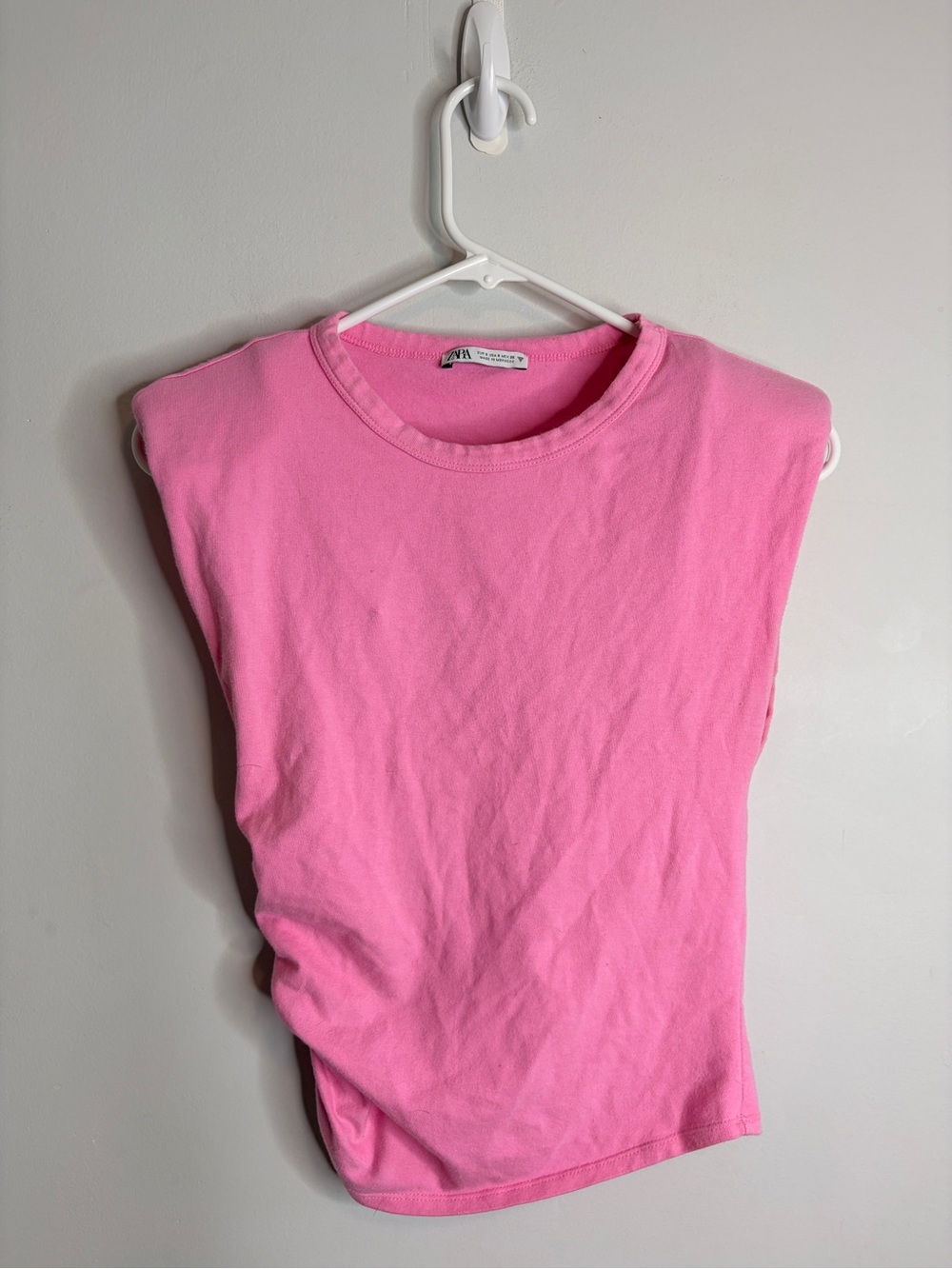 Zara Bubble Gum Pink Sleeveless Shoulder-Pad Tank Top Small